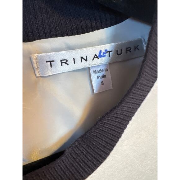Trina Turk Dalia Bone Lamb Leather Asymmetric Dress Size 8 - Picture 3 of 8